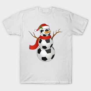 Soccer Santa Hat Snowman Christmas Lights Funny Xmas Squad T-Shirt